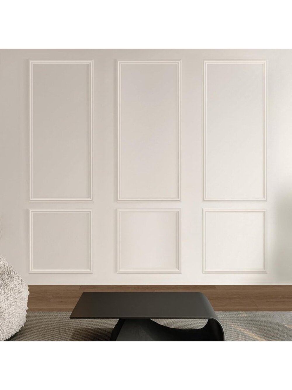 Self-Adhesive Peel and Stick Wall Molding Kit - Wainscoting Trim Set of 6 Pcs